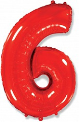 Ф Шар (40''/102 см) Цифра 6/9, Красный, 1 шт. в уп.