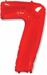 Ф Шар (40''/102 см) Цифра 7, Красный, 1 шт. в уп.
