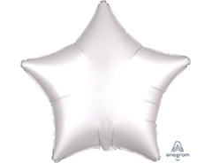 A Шар (19"/48 см) Звезда, White, Сатин, 1 шт.