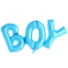 Шар (32''/81 см) Надпись "Boy", Голубой, 1 шт.