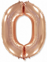 Ф Шар (40''/102 см) Цифра 0, Розовое Золото, 1 шт.