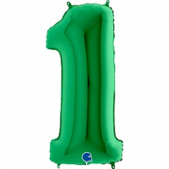 G Шар (40''/102 см) Цифра 1, Зеленый, 1 шт.