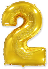 Ф Шар (40''/102 см) Цифра 2, Золото, 1 шт. в уп.