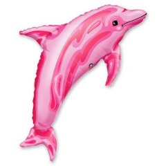 A Шар (37"/94 см) Фигура, Дельфин, Розовый, 1 шт. в уп.