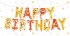 Набор шаров-букв (16''/41 см) Мини-Надпись "Happy Birthday, Оранжевый, 1 шт. (24572)