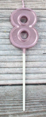 Свеча цифра 8, розовая, 5 см, 1 шт. 