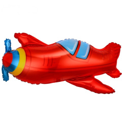 Шар (35''/89 см) Фигура, Самолет, Красный, 1 шт. в уп.