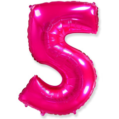 Ф Шар (40''/102 см) Цифра 5, Фуше, 1 шт. в уп.