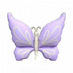 Шар (37"/94 см) Фигура, Бабочка с узорами, Сиреневая, 1 шт. в уп.